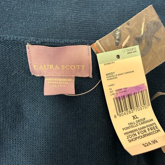 NEW Laura Scott Dark Teal Open Front Cardigan - Picture 7 of 7